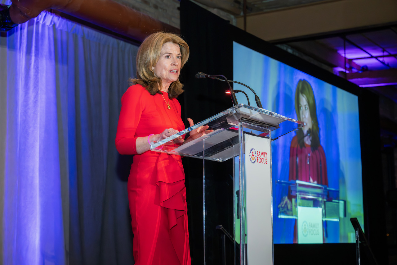 Patsy Mangas accepting the award for Caleb Cares